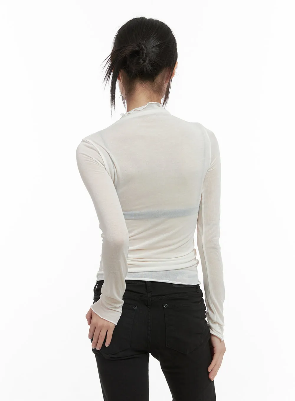 Chic Sheer Cotton Turtleneck Tee CS412 sold by Lewkin product image thumbnail 5
