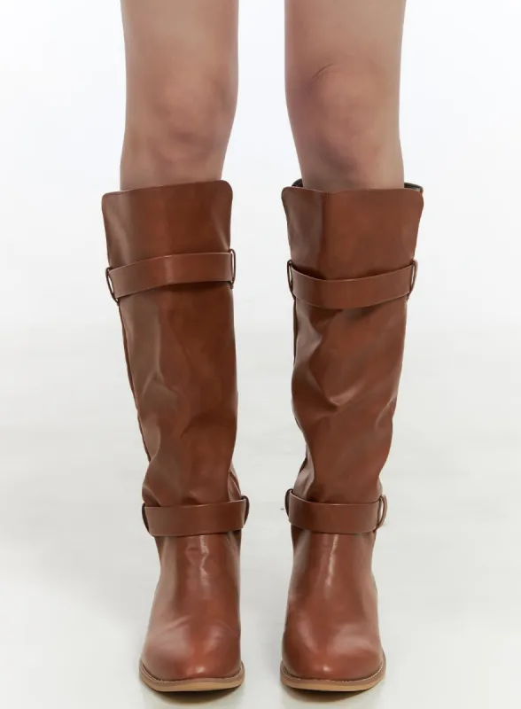 Modern Chic Strap Knee-High Boots CS412 sold by Lewkin