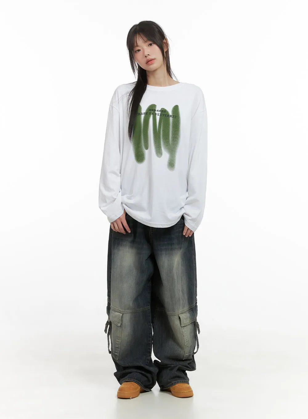 Capri Roomy Denim Cargo Jeans CS412 sold by Lewkin product image thumbnail 2