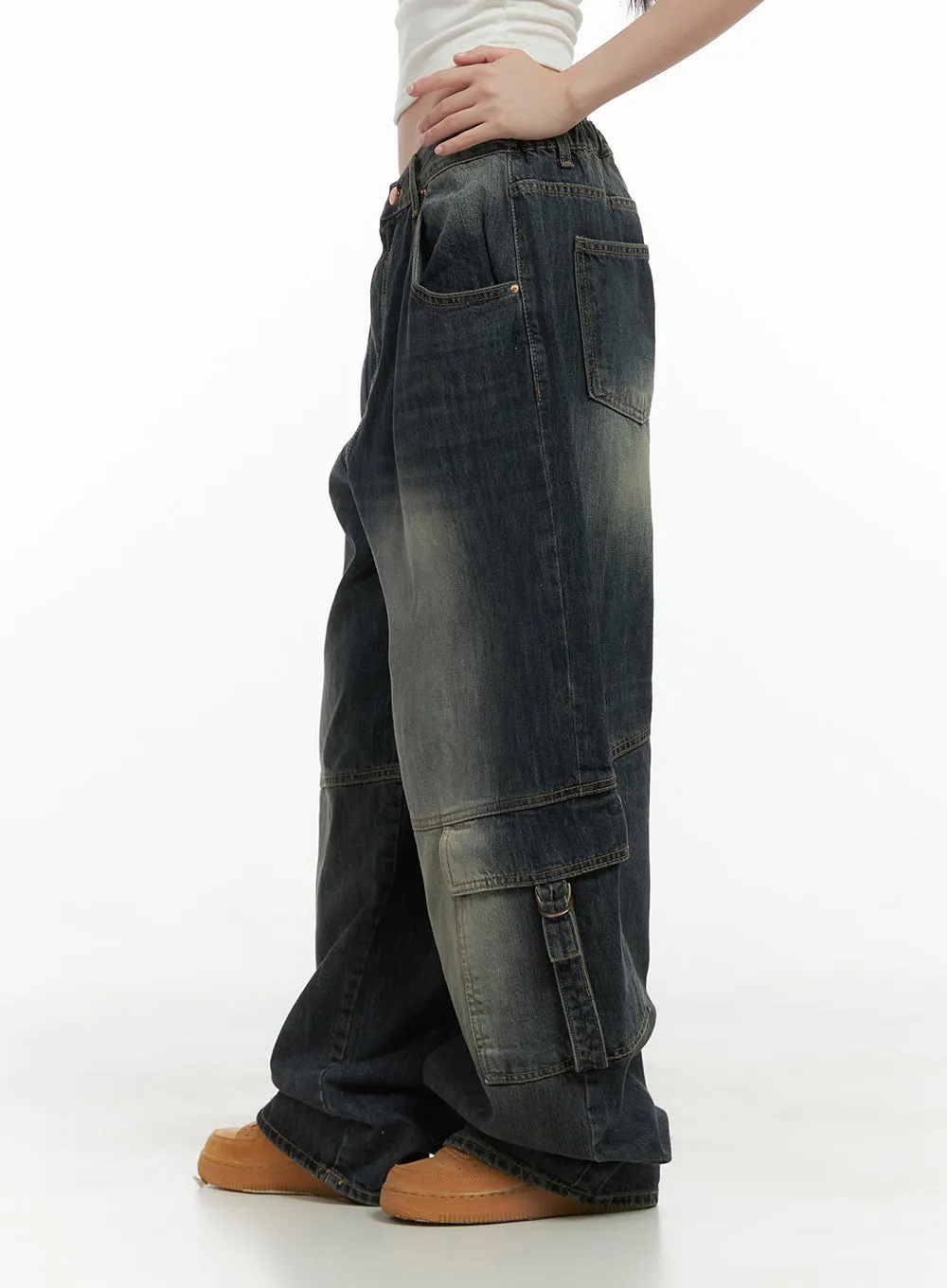 Capri Roomy Denim Cargo Jeans CS412 sold by Lewkin product image thumbnail 3