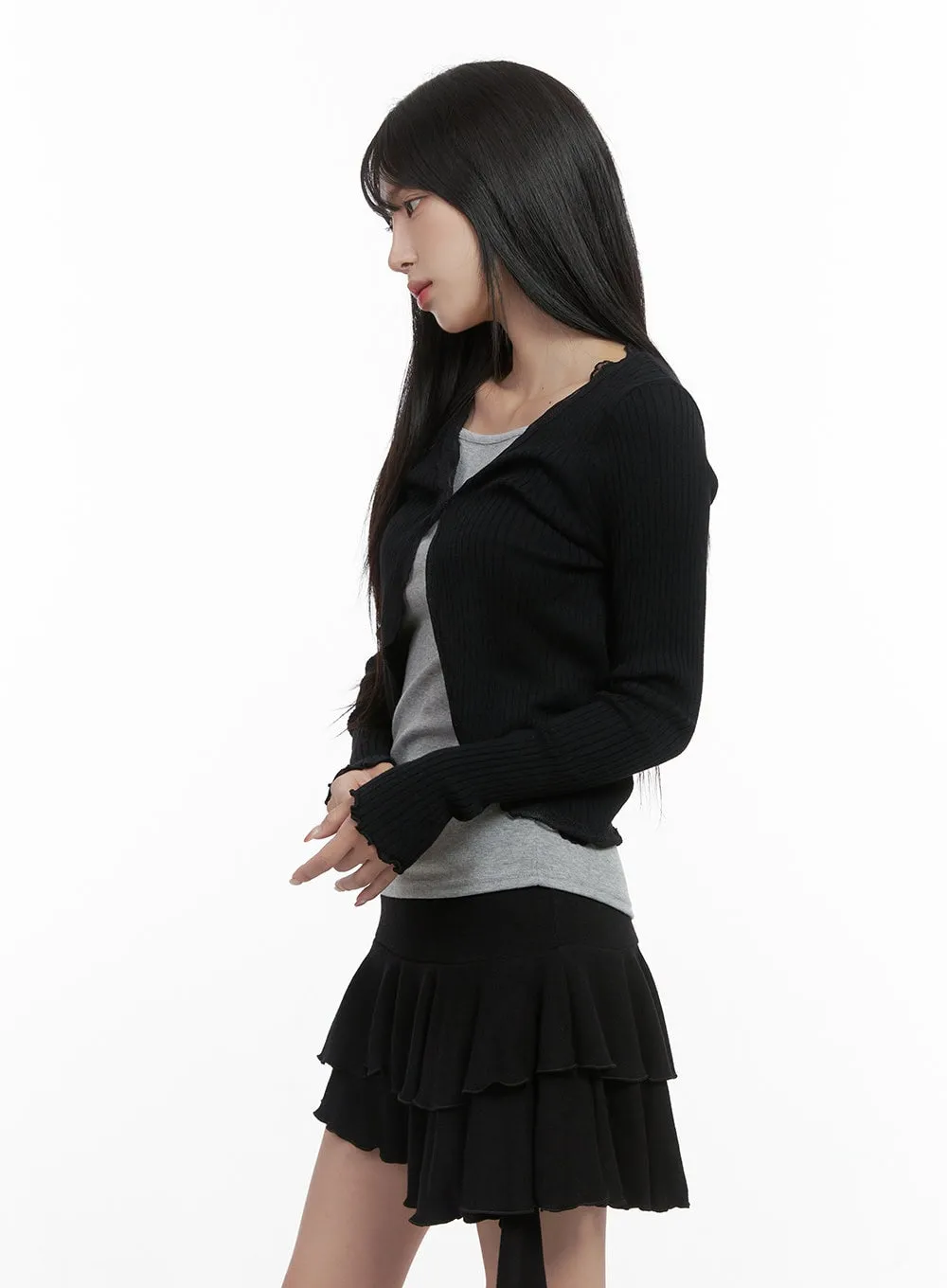 Refined Lace Trim Wool Cardigan CS413 sold by Lewkin product image thumbnail 5