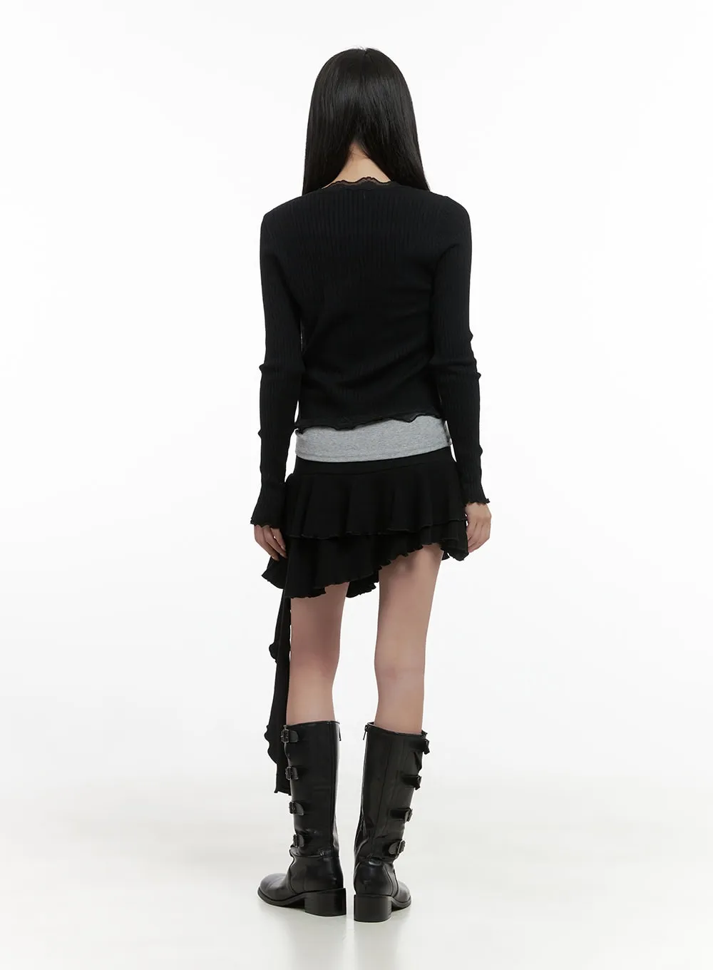 Refined Lace Trim Wool Cardigan CS413 sold by Lewkin product image thumbnail 4