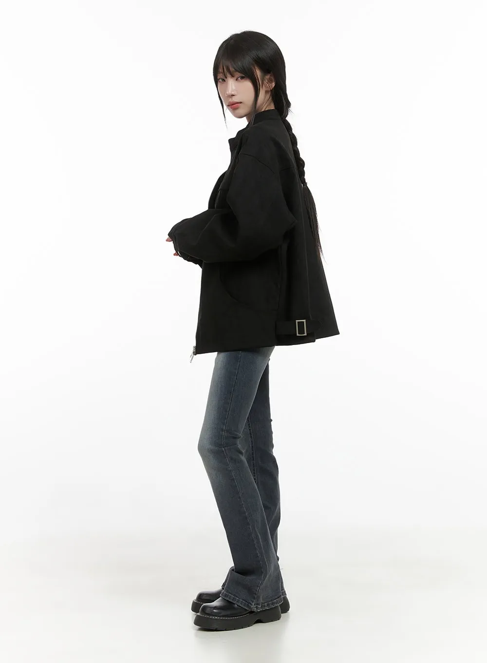 Chic Solid Print Polyester Jacket CS413 sold by Lewkin product image thumbnail 3