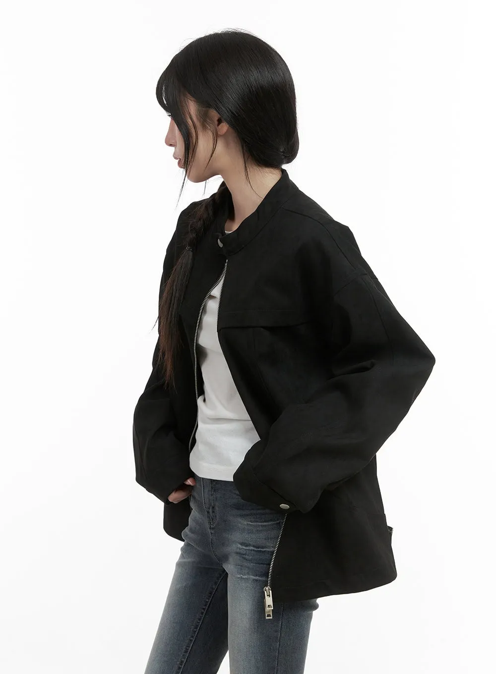 Chic Solid Print Polyester Jacket CS413 sold by Lewkin product image thumbnail 5