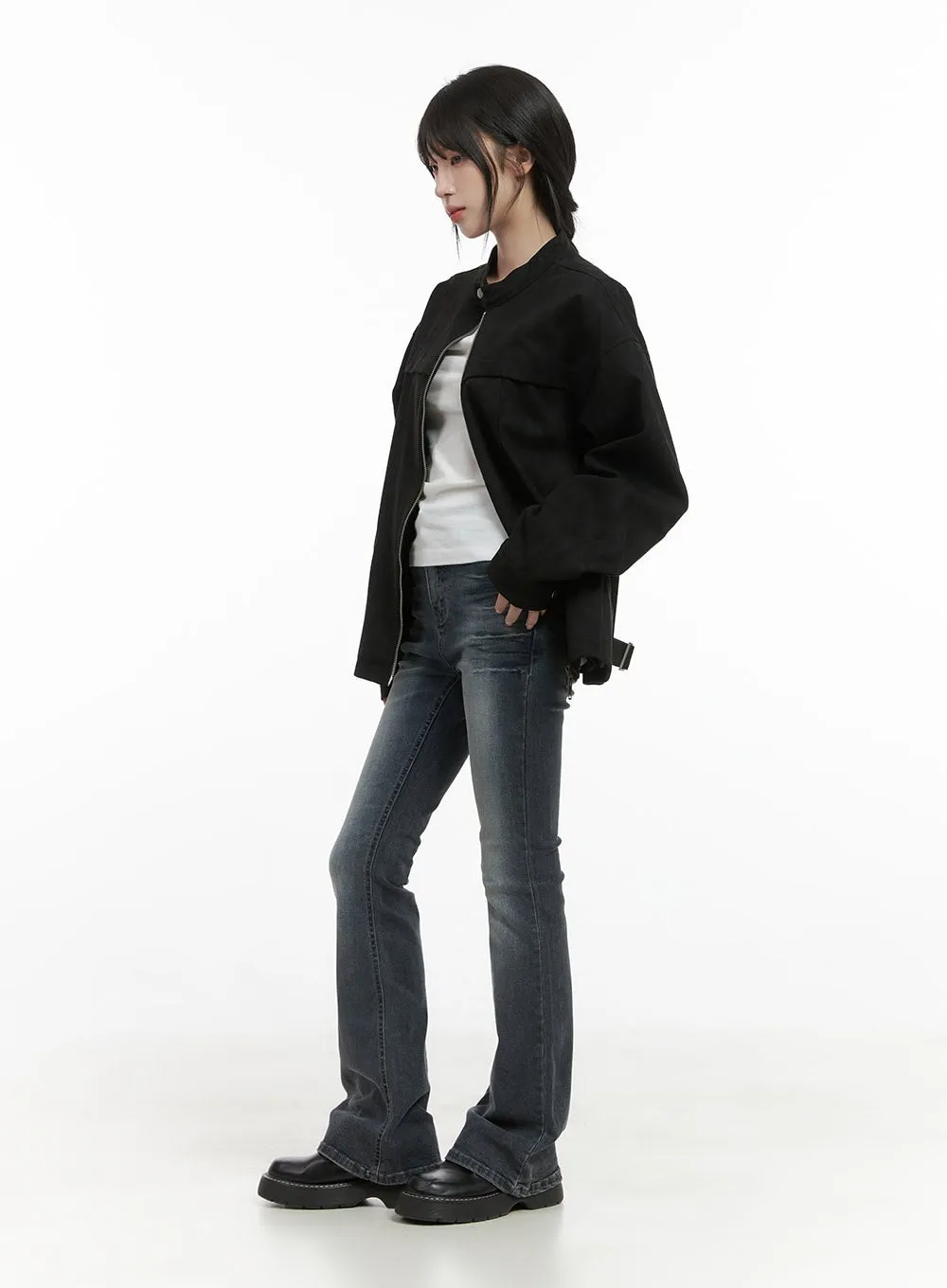 Chic Solid Print Polyester Jacket CS413 sold by Lewkin product image thumbnail 2