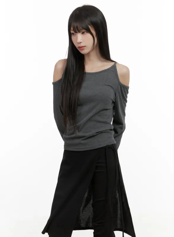 Sleek Cut-Out Detail Long Sleeve Top CS413 sold by Lewkin
