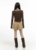 Distressed Hem Pleated Mini Skirt CS419 sold by Lewkin