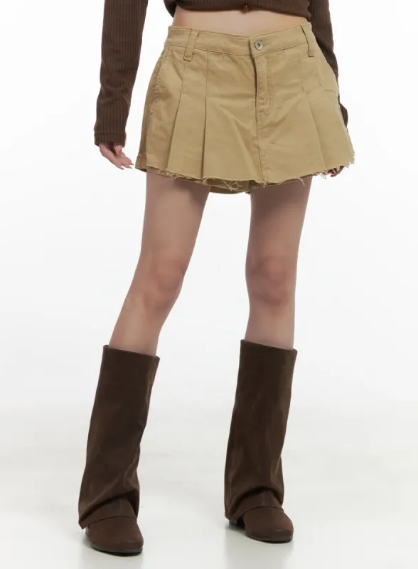 Distressed Hem Pleated Mini Skirt CS419 sold by Lewkin