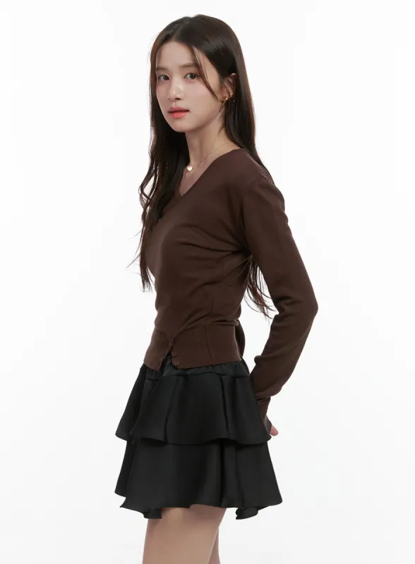 Sleek Fit V-Neck Long Sleeve Top OS416 sold by Lewkin