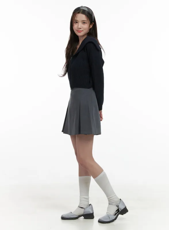 Sleek Pleated Solid Skirt OS416 sold by Lewkin