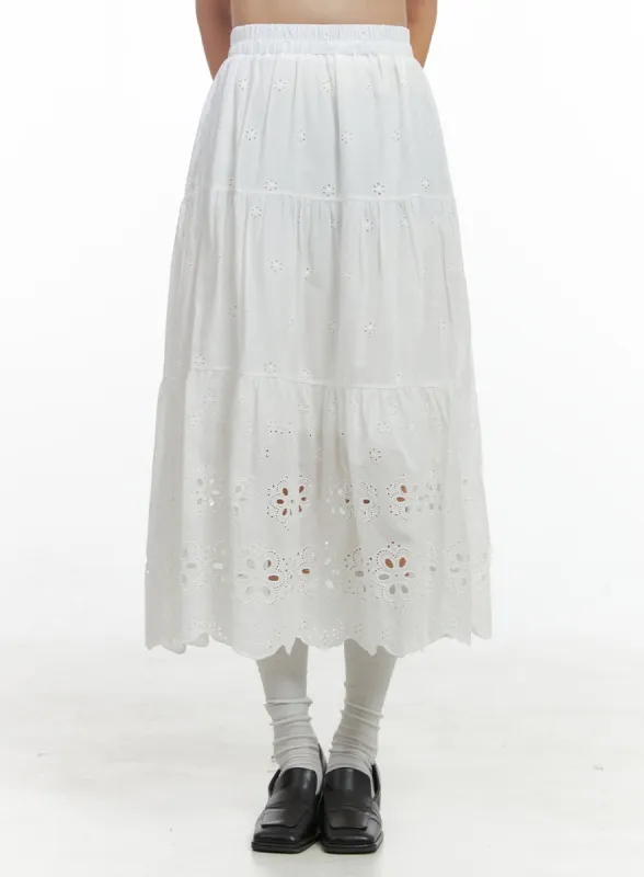 Sleek Banded Cotton Midi Skirt OS416 sold by Lewkin