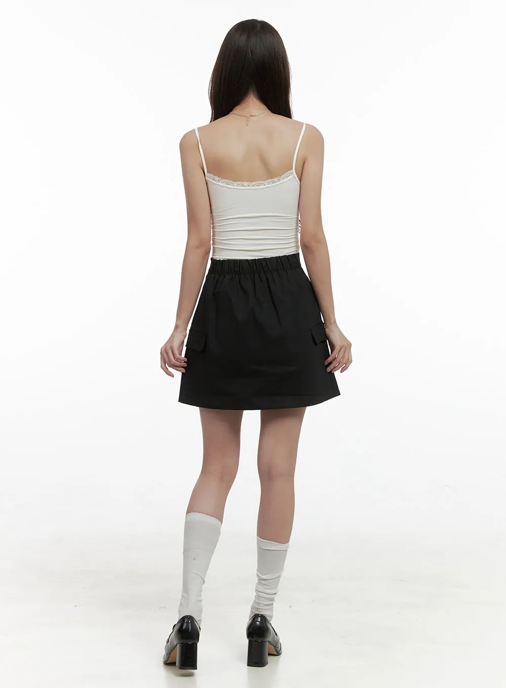 Elegant Solid Mini Skirt with Pockets OS416 sold by Lewkin product image thumbnail 5