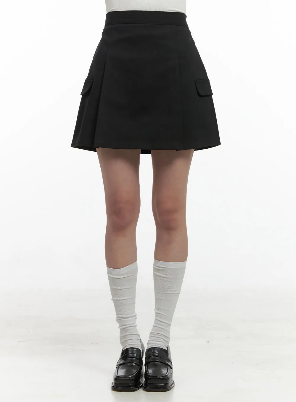Elegant Solid Mini Skirt with Pockets OS416 sold by Lewkin product image thumbnail 2