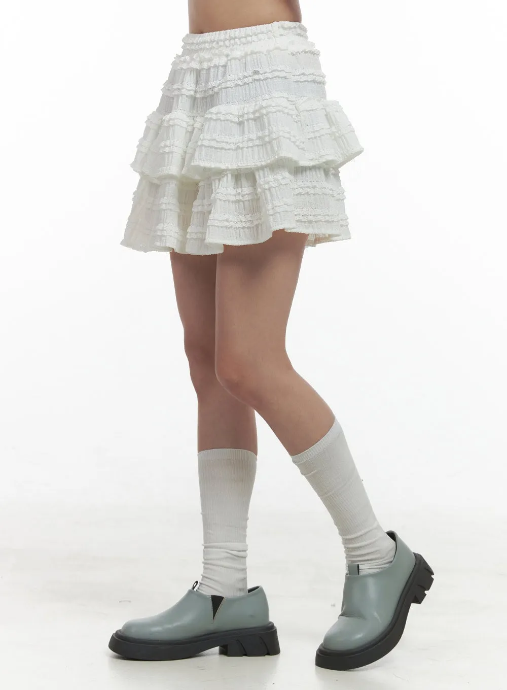 Elegant Ruffle Trim Cotton Mini Skirt OS416 sold by Lewkin product image thumbnail 4