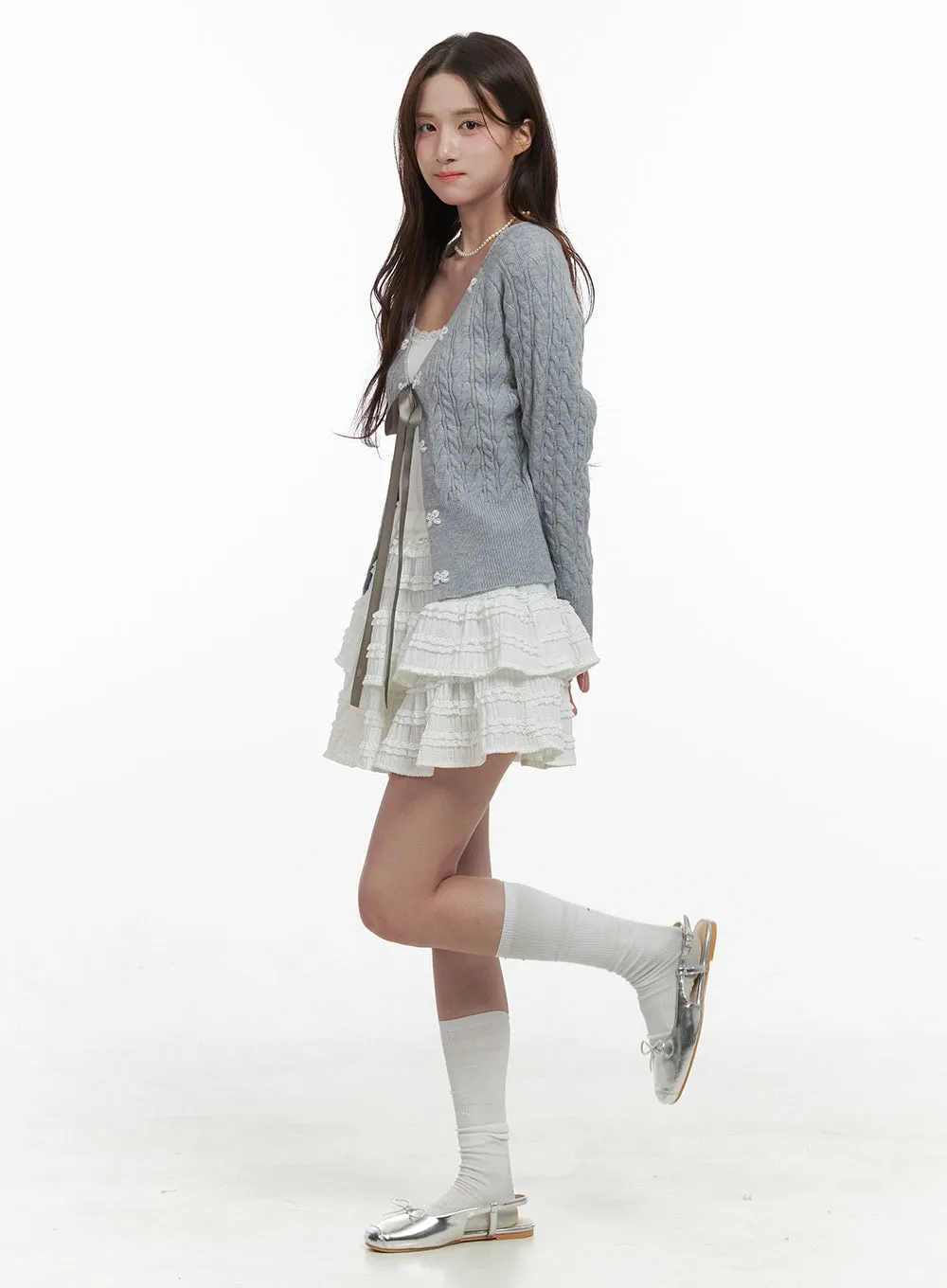 Elegant Ruffle Trim Cotton Mini Skirt OS416 sold by Lewkin product image thumbnail 3