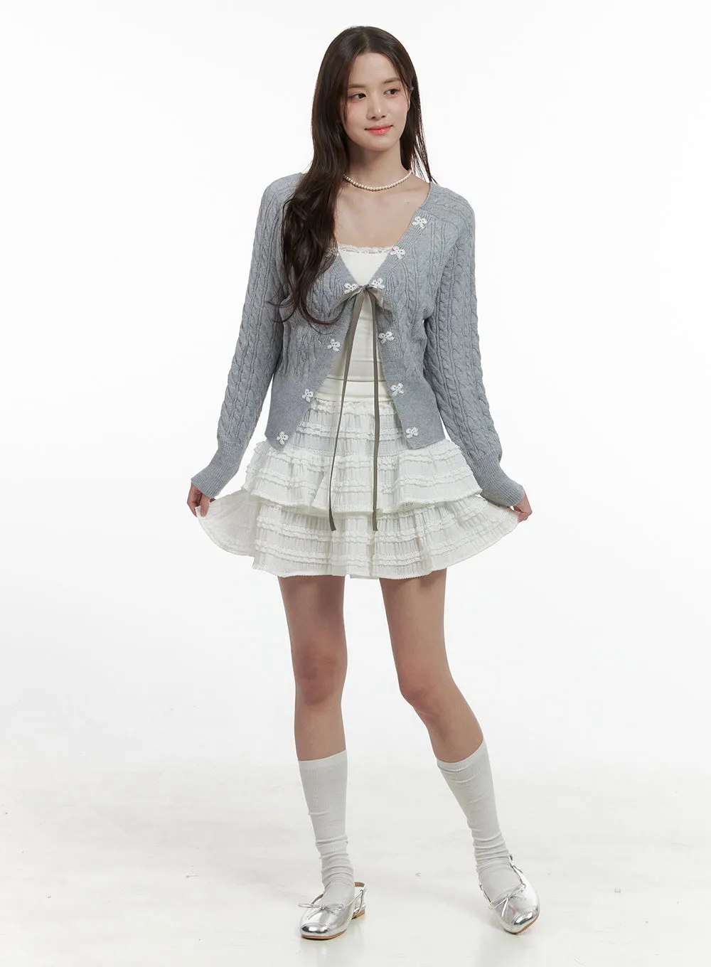 Elegant Ruffle Trim Cotton Mini Skirt OS416 sold by Lewkin