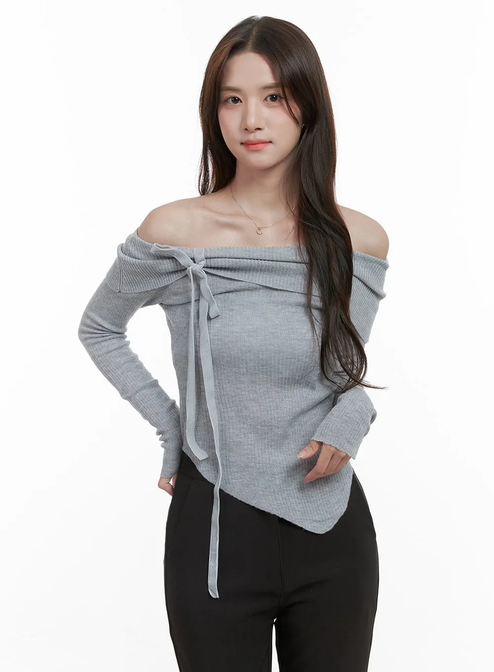 Stylish Ribbon Detail Off Shoulder Top OS416 sold by Lewkin