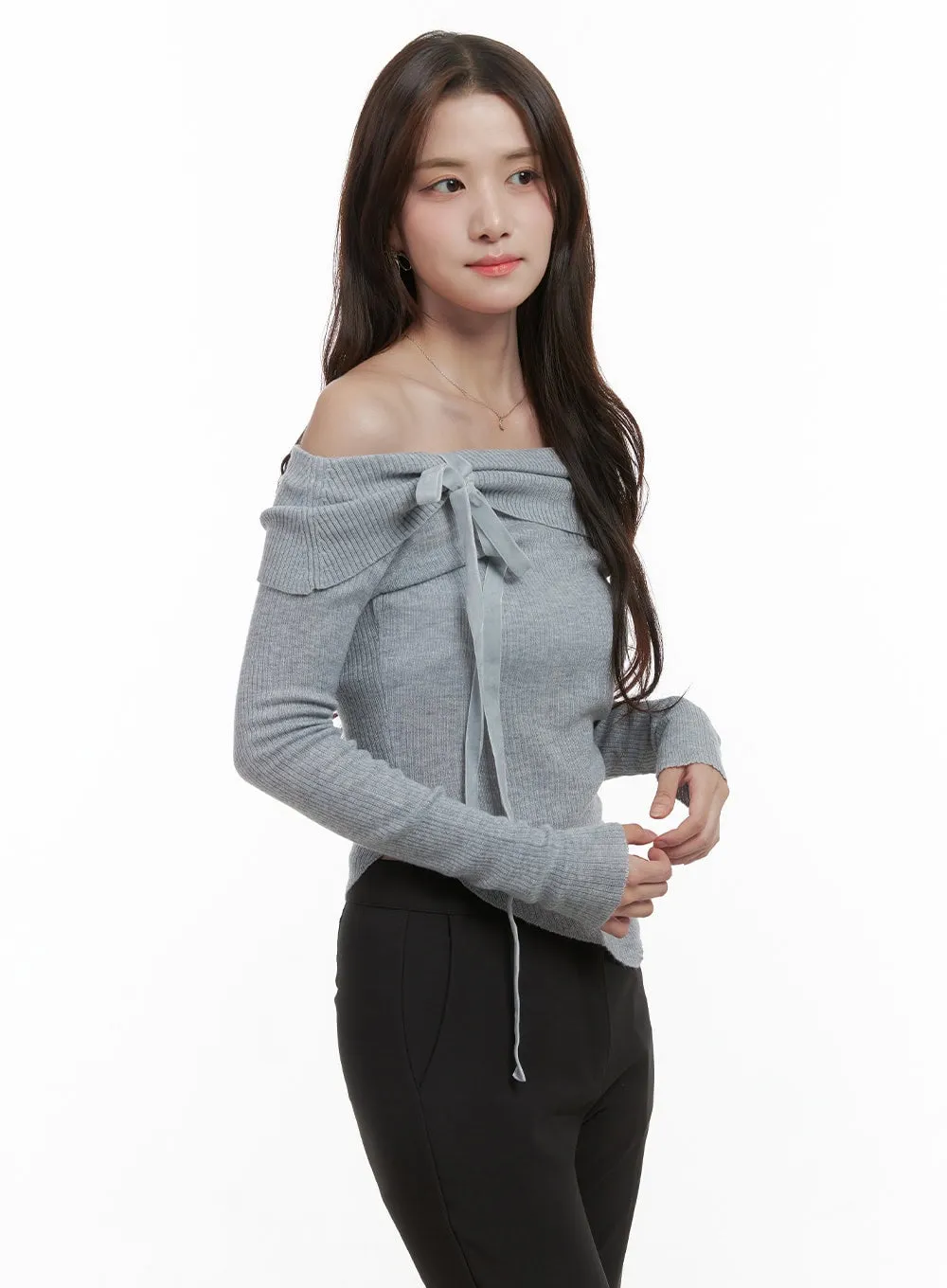 Stylish Ribbon Detail Off Shoulder Top OS416 sold by Lewkin product image thumbnail 4