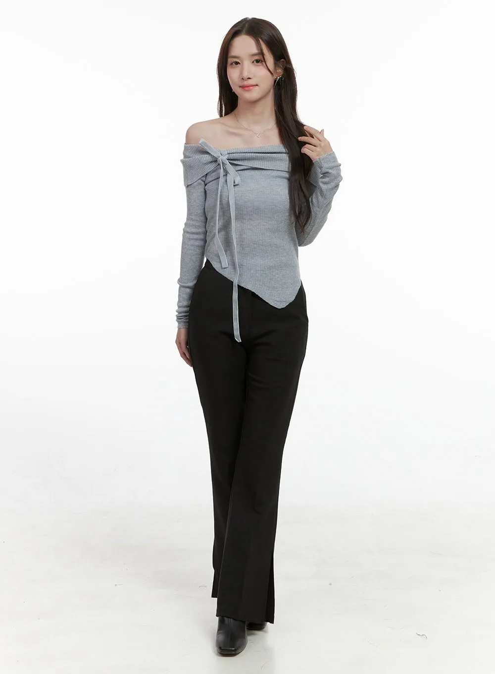 Stylish Ribbon Detail Off Shoulder Top OS416 sold by Lewkin product image thumbnail 2