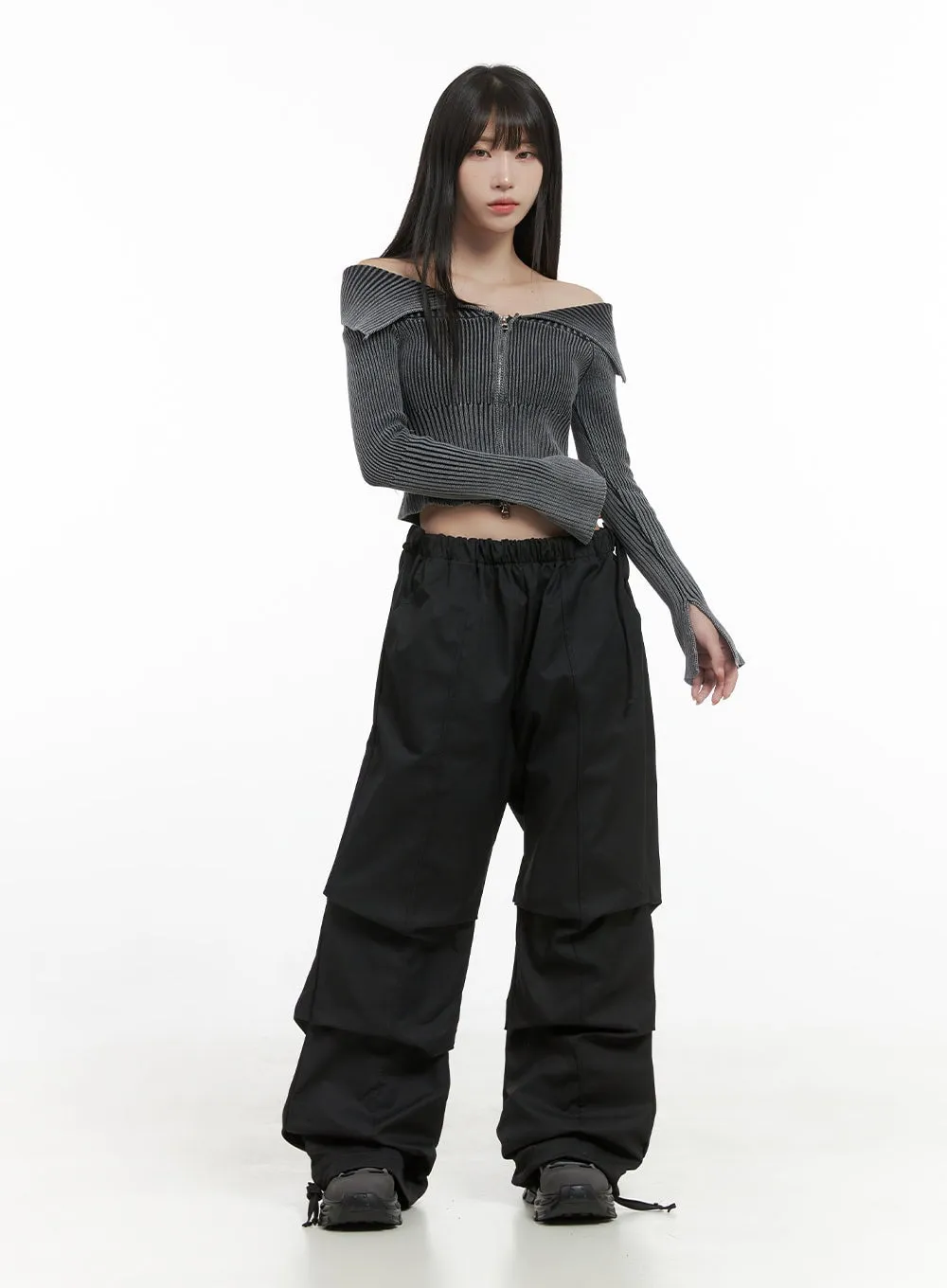 Pintuck Striing Banded Wide Fit Pants CS419 sold by Lewkin product image thumbnail 2