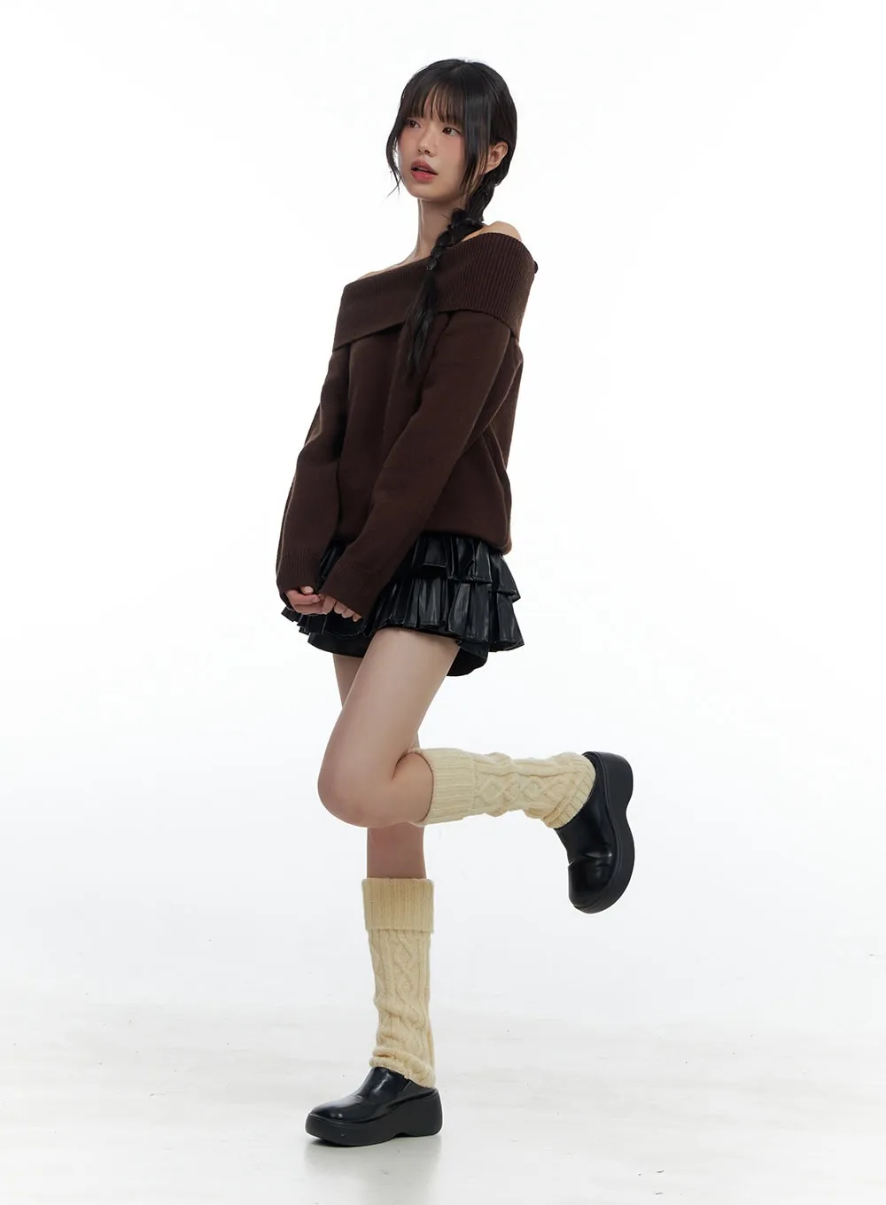 Long Cable Knit Leg Warmers CS419 sold by Lewkin product image thumbnail 2