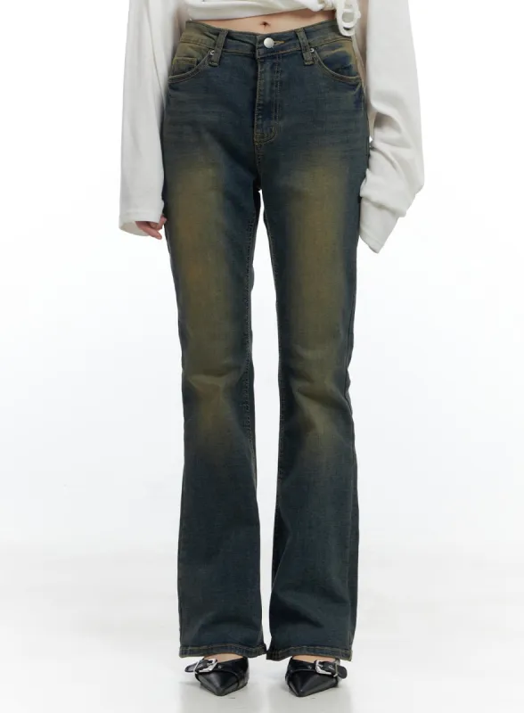 Juno Yellow Slim Bootcut Denim Jeans CS419 sold by Lewkin