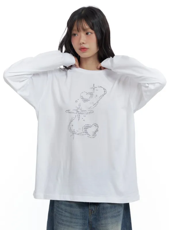 Oversize Fit Round Neck Graphic Tee CS419 sold by Lewkin
