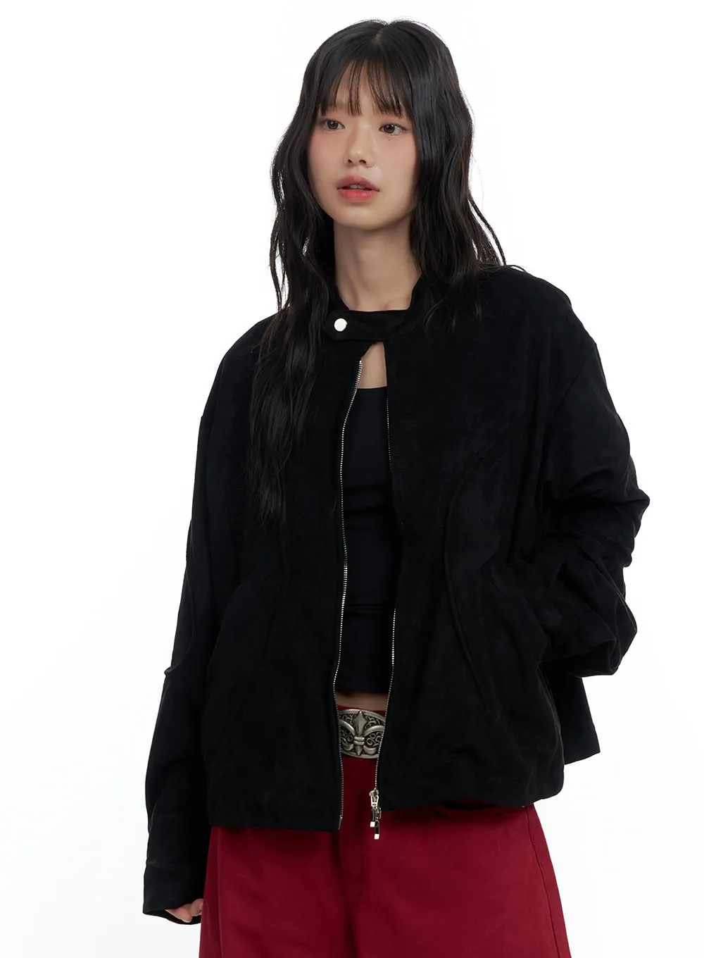 Chic Zip-Up Suede Jacket CS420 sold by Lewkin product image thumbnail 3
