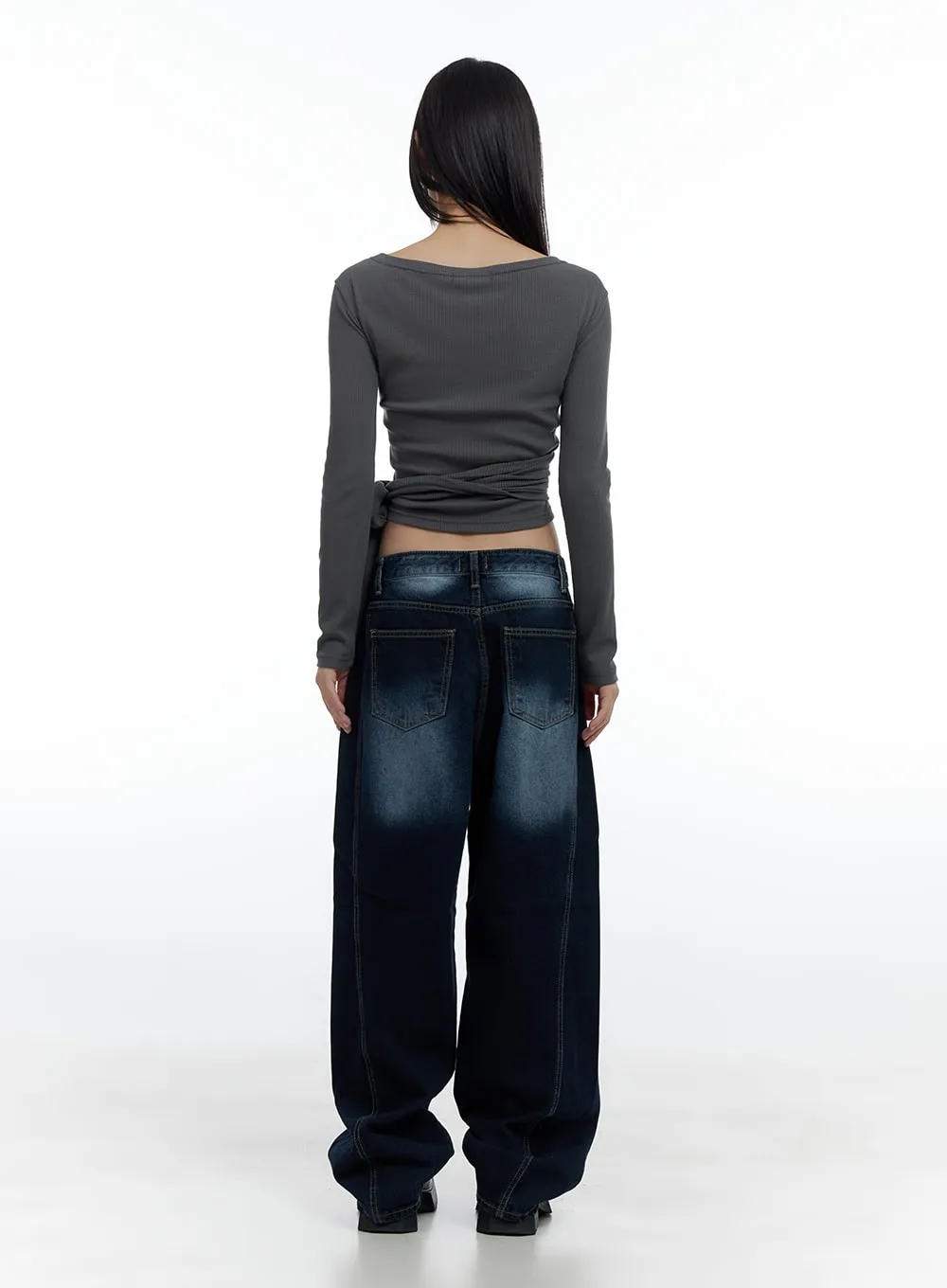 V-Neck Wrap Tie Crop Top CS420 sold by Lewkin product image thumbnail 5