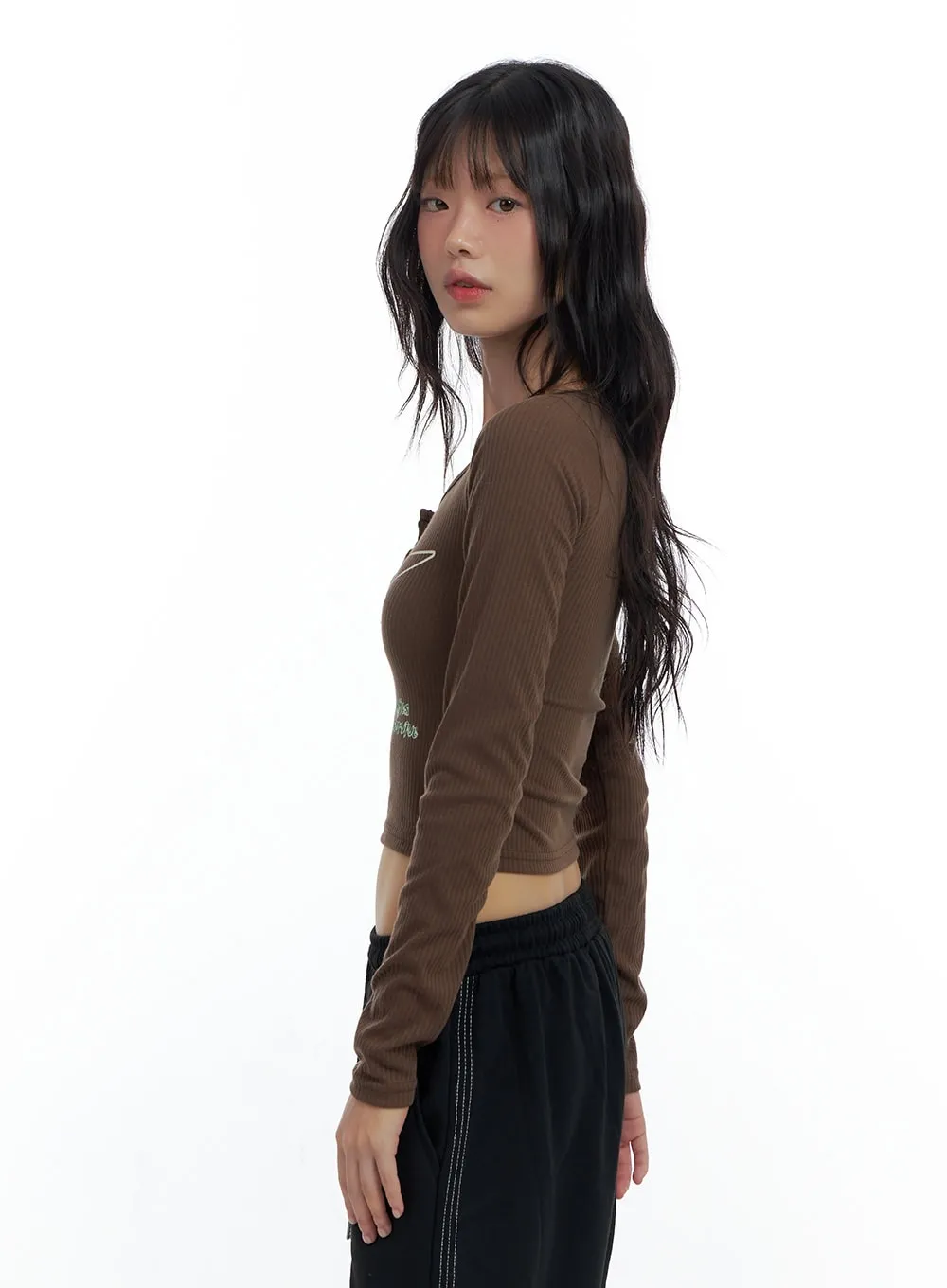 Buttoned Graphic Print Crop Top CS420 sold by Lewkin product image thumbnail 4