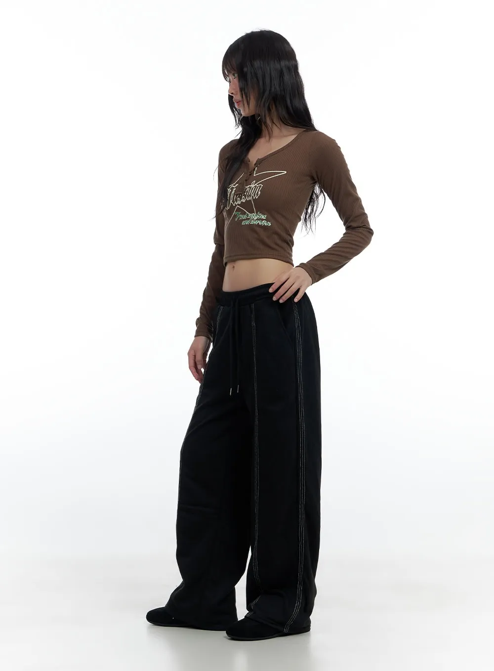 Buttoned Graphic Print Crop Top CS420 sold by Lewkin product image thumbnail 5