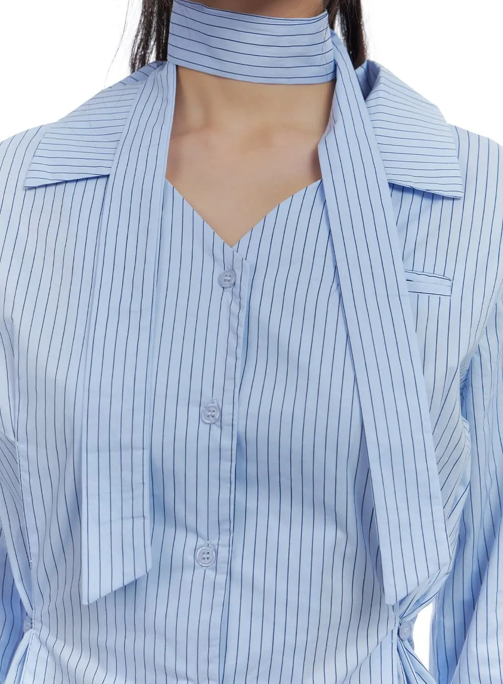 Sleek Buttoned Stripe Blouse CS420 sold by Lewkin product image thumbnail 3