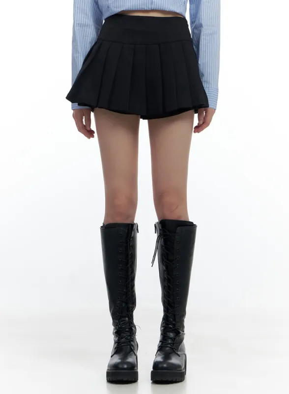 Stylish Pleated Slit Mini Skirt CS420 sold by Lewkin