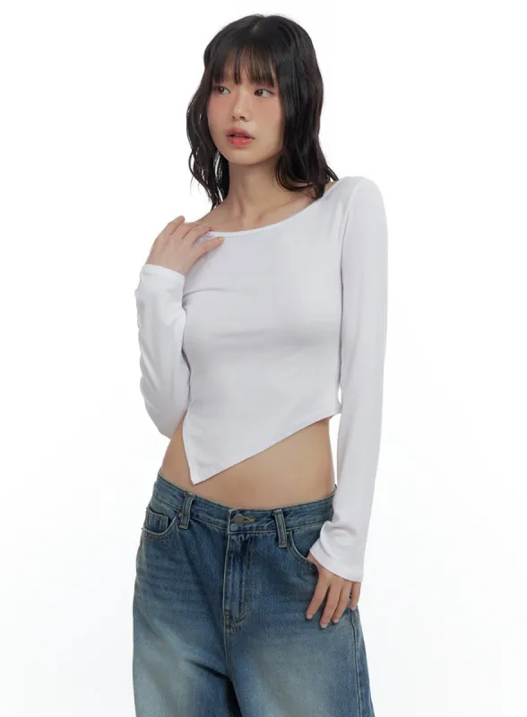 Chic Unbalanced Rayon Crop Shirt CS420 sold by Lewkin