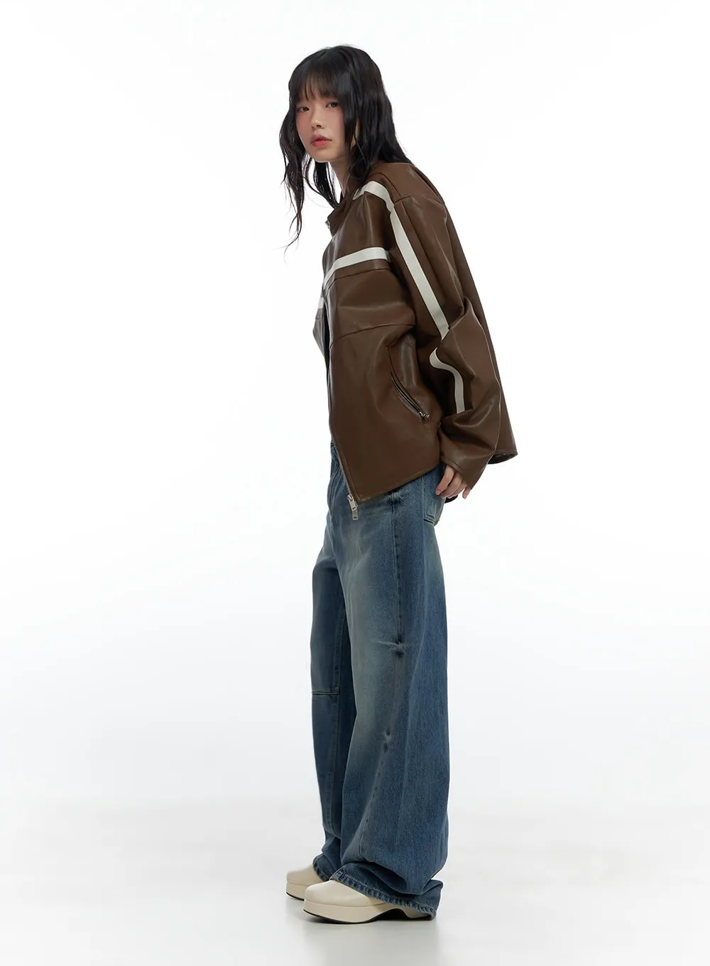 Trendy PU Leather Oversized Jacket CS420 sold by Lewkin product image thumbnail 5