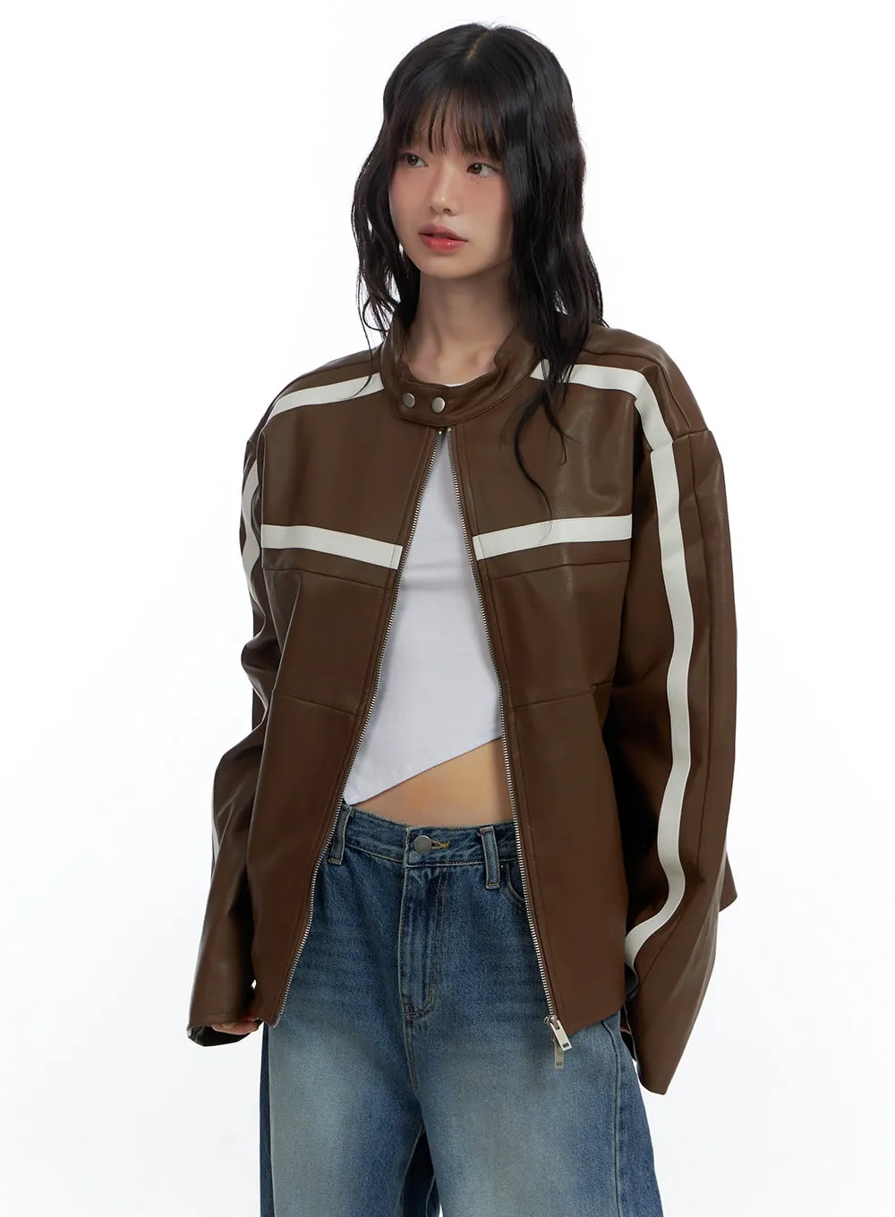 Trendy PU Leather Oversized Jacket CS420 sold by Lewkin product image thumbnail 3