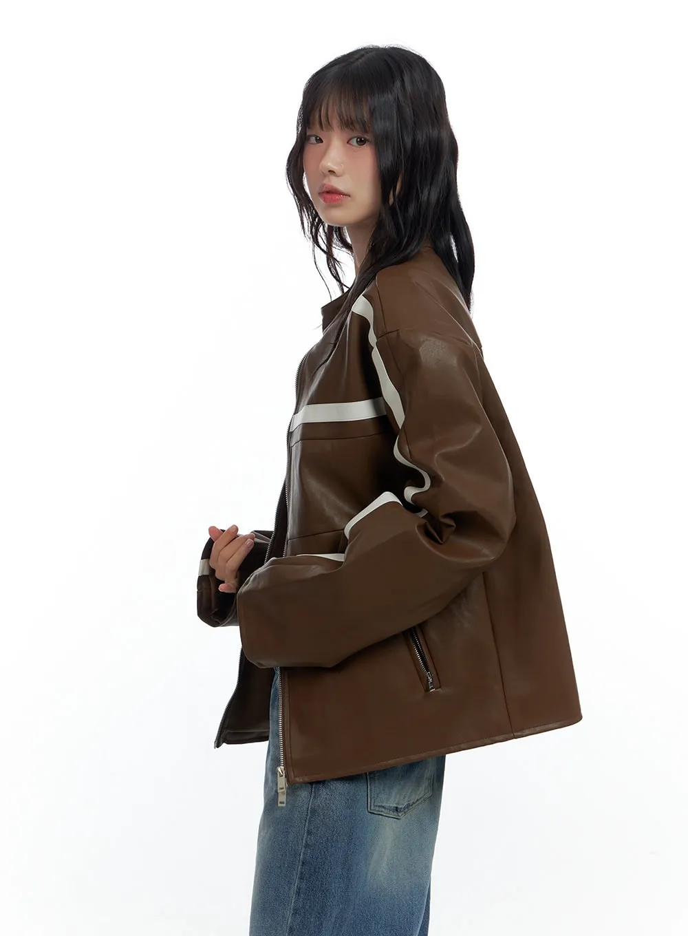 Trendy PU Leather Oversized Jacket CS420 sold by Lewkin product image thumbnail 4