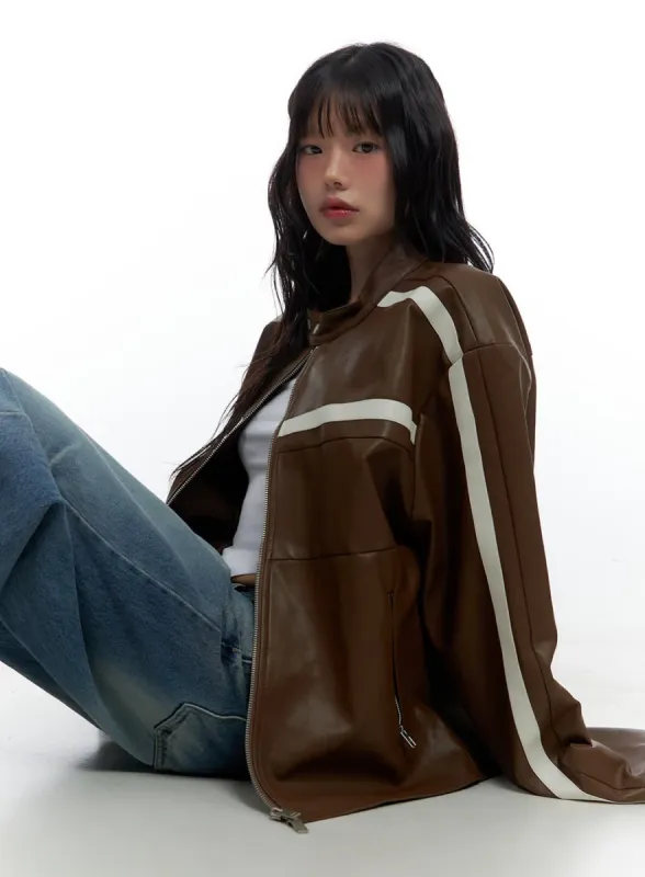Trendy PU Leather Oversized Jacket CS420 sold by Lewkin