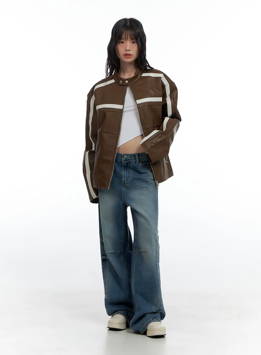 Trendy PU Leather Oversized Jacket CS420 sold by Lewkin product image thumbnail 2