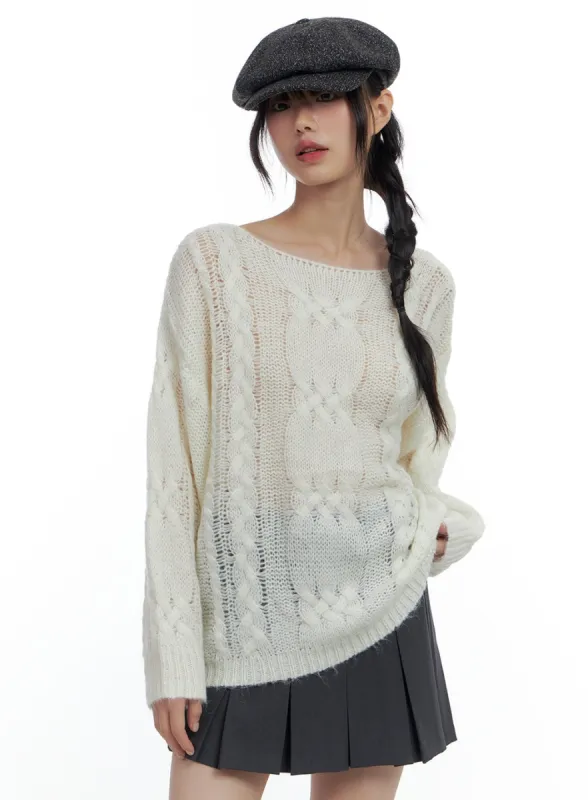 Boat Neck Sheer Knit Top CS420 sold by Lewkin