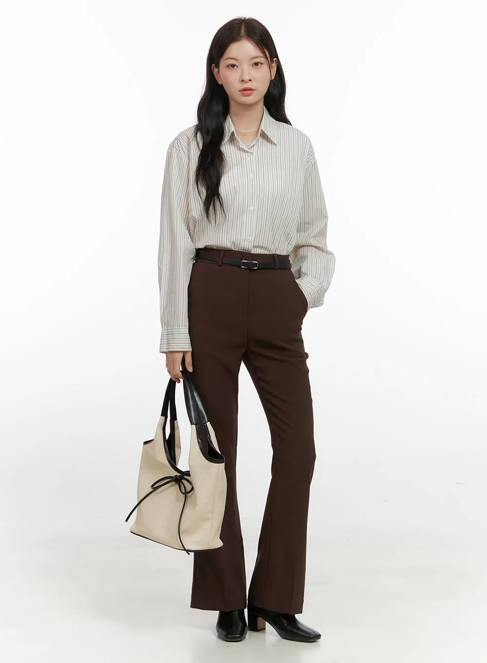 Buttoned Cotton Striped Blouse OS423 sold by Lewkin product image thumbnail 2