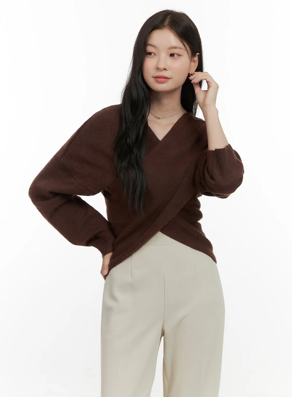 Wrap Long Sleeve V-Neck Knit OS423 sold by Lewkin product image thumbnail 4