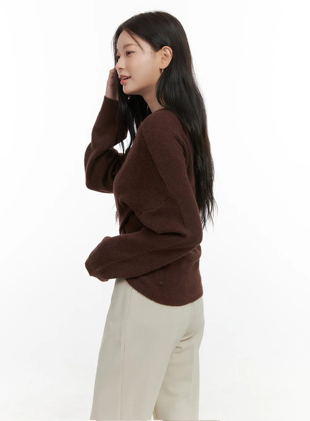 Wrap Long Sleeve V-Neck Knit OS423 sold by Lewkin product image thumbnail 5