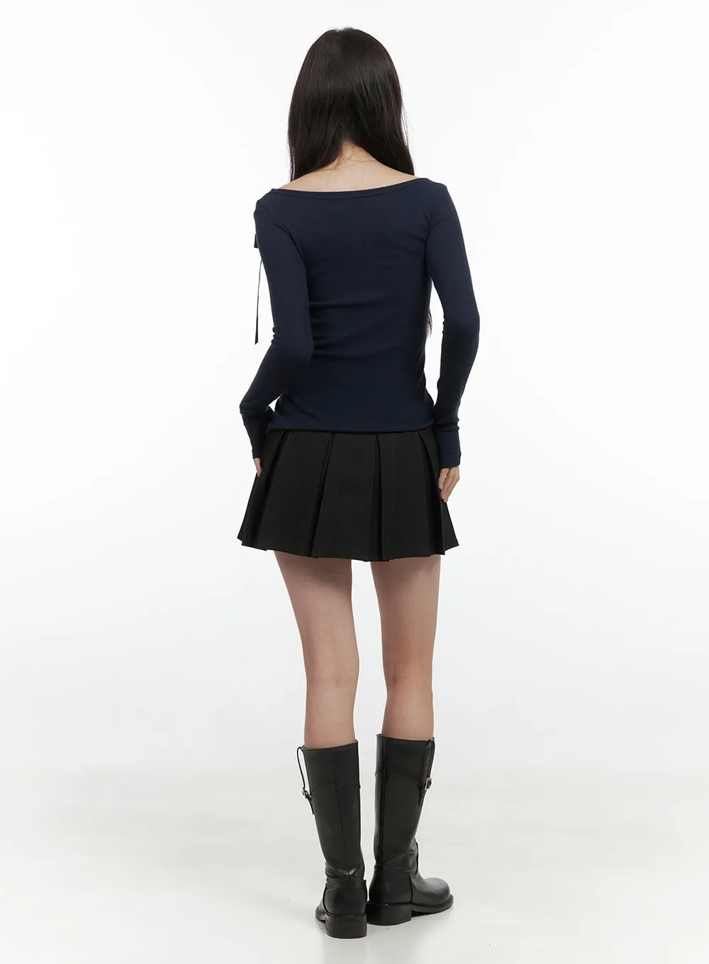 Slim Fit Ribbon Cut-out Buttoned Cardigan OS423 sold by Lewkin product image thumbnail 3