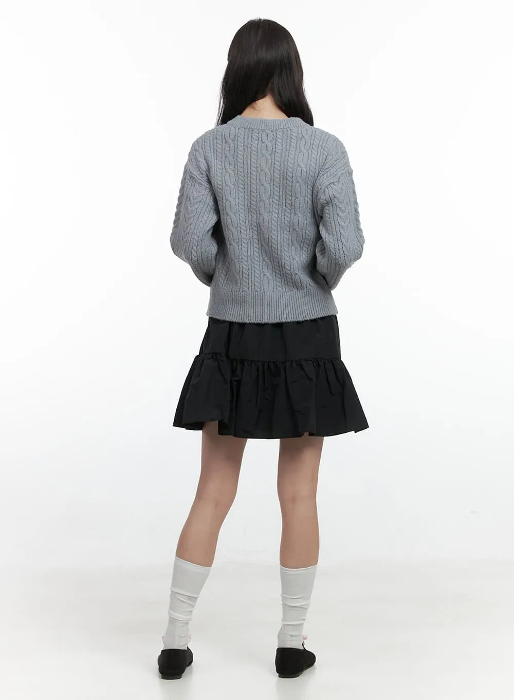 Cable Knitted Ribbon Cardigan OS423 sold by Lewkin product image thumbnail 3