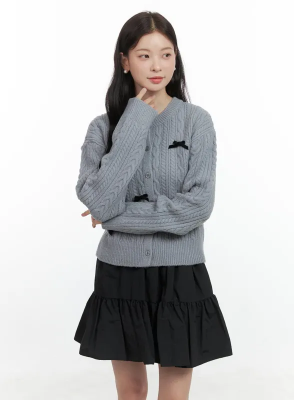 Cable Knitted Ribbon Cardigan OS423 sold by Lewkin