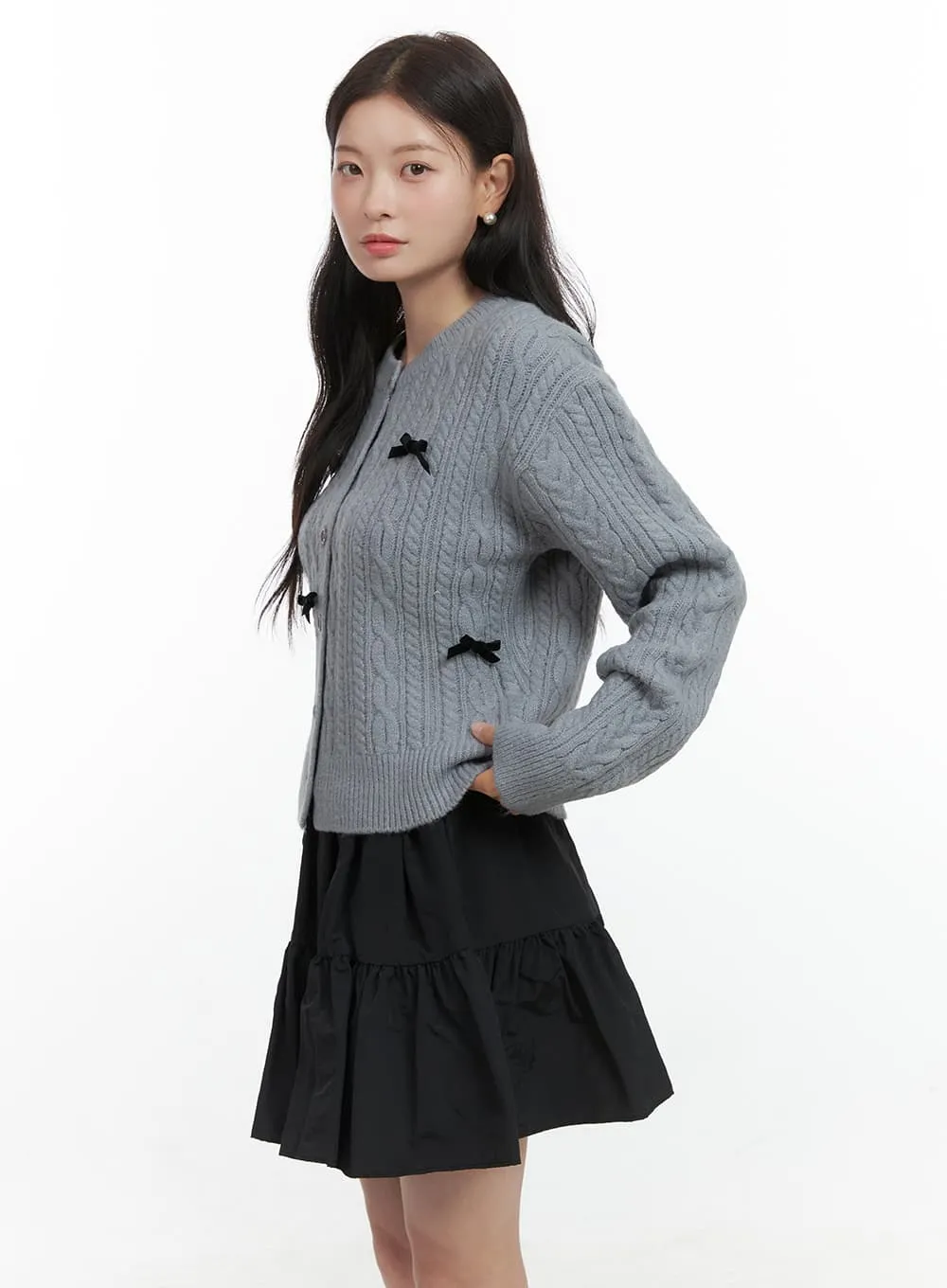 Cable Knitted Ribbon Cardigan OS423 sold by Lewkin product image thumbnail 5