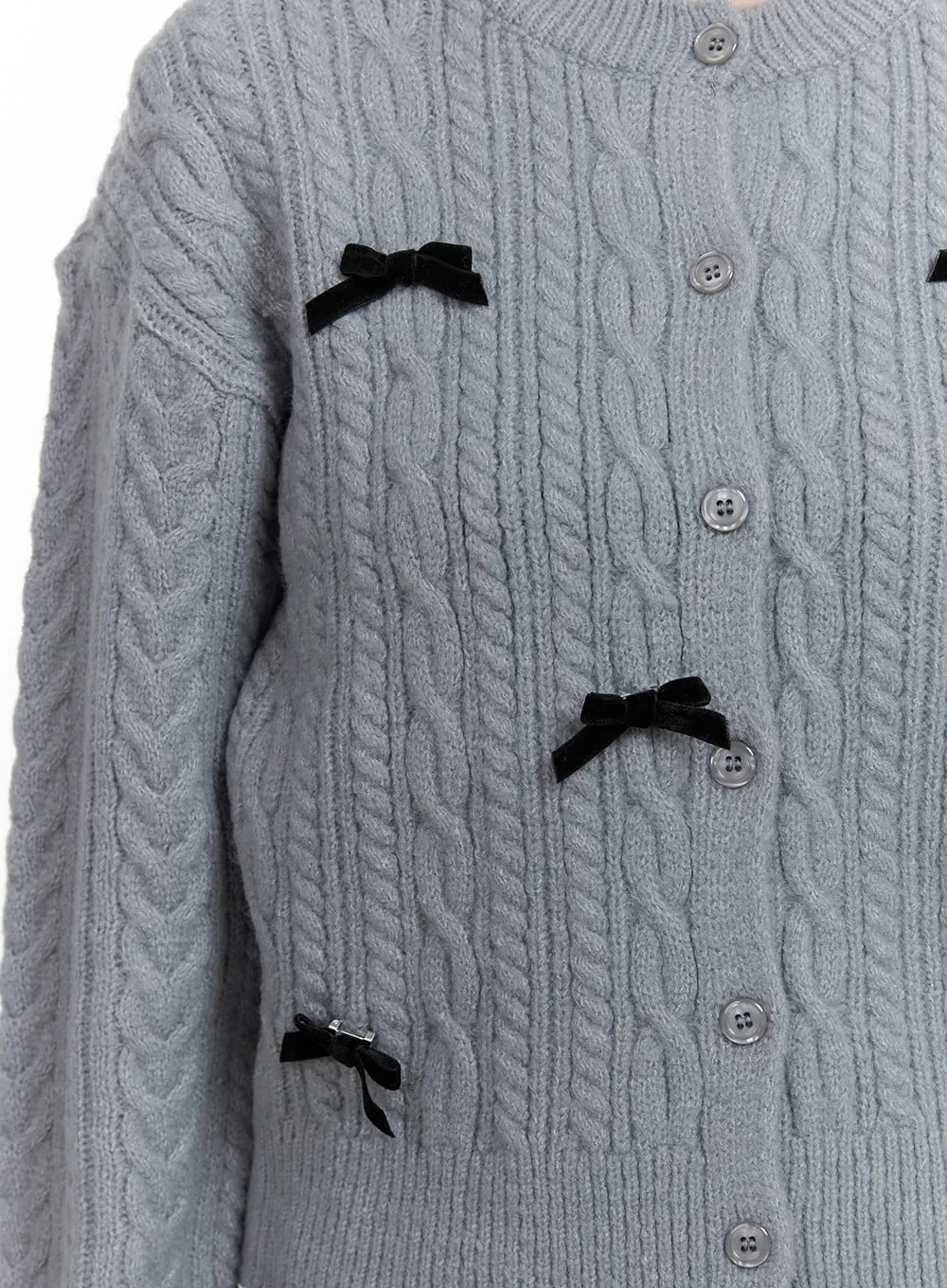 Cable Knitted Ribbon Cardigan OS423 sold by Lewkin product image thumbnail 4