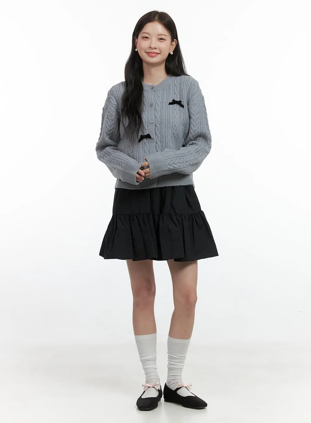 Cable Knitted Ribbon Cardigan OS423 sold by Lewkin product image thumbnail 2