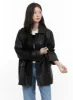 Midi Length Faux Leather Buttoned Jacket OS423 sold by Lewkin